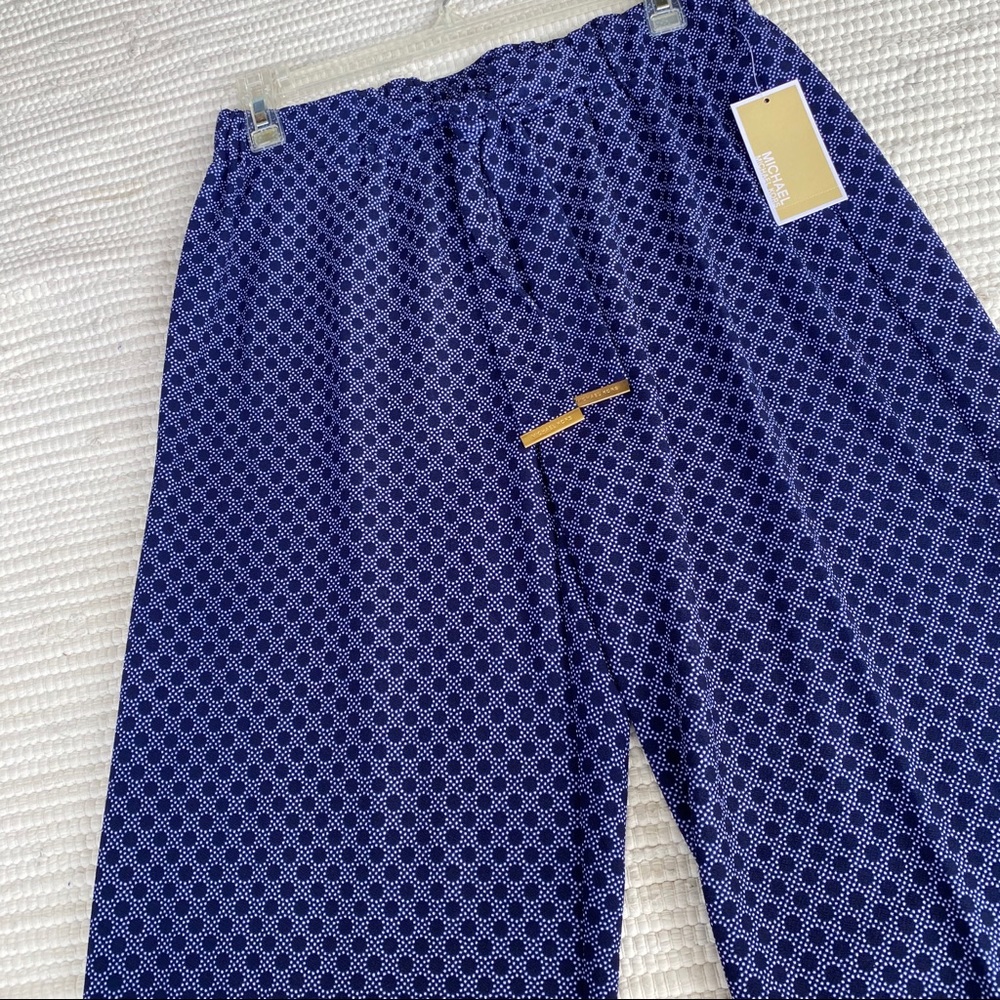Michael Kors Packable Pull On Wide Leg Pants S NWT True Navy Print - Picture 3 of 11